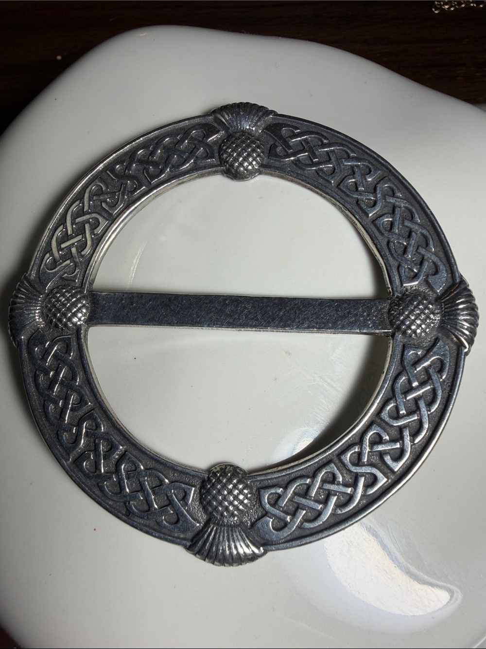 Pewter scarf ring - Thistle design-Ladycrow
